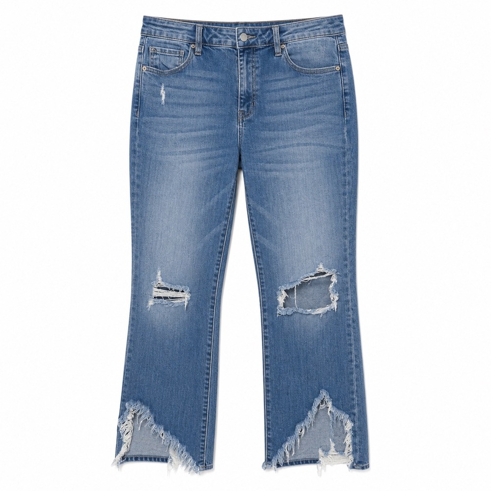 Hidden Jeans Distressed Raw Hem Straight Leg Jeans Light Wash Size 31